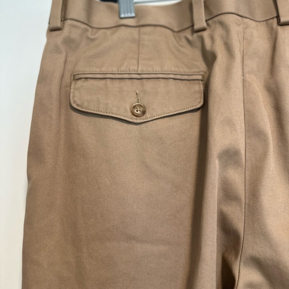 LL Bean Mens 36 Comfort Waist Straight Creased Flap Pocket Tan Chino Dress Pant - Picture 14 of 14